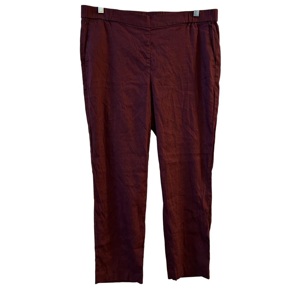 J. Jill Linen Stretch Cropped Pants Burgundy Size L
